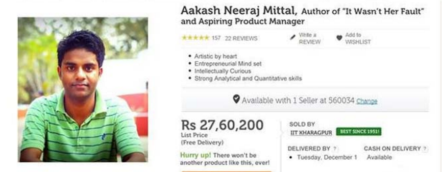 IIT guy sells himself on flipkart